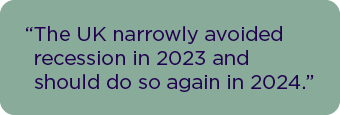 The UK narrowly avoided recession in 2023 and should do so again in 2024.