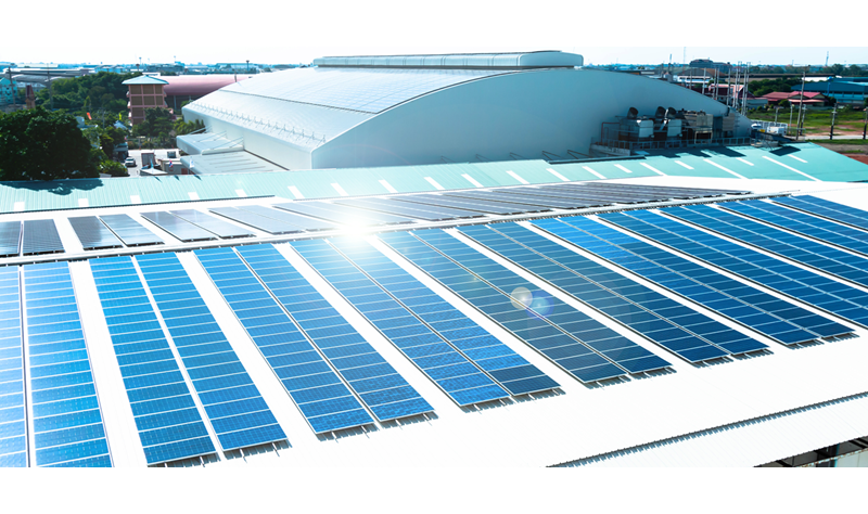 Solar panels on commercial building