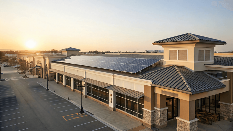Solar panel on top of commercial building