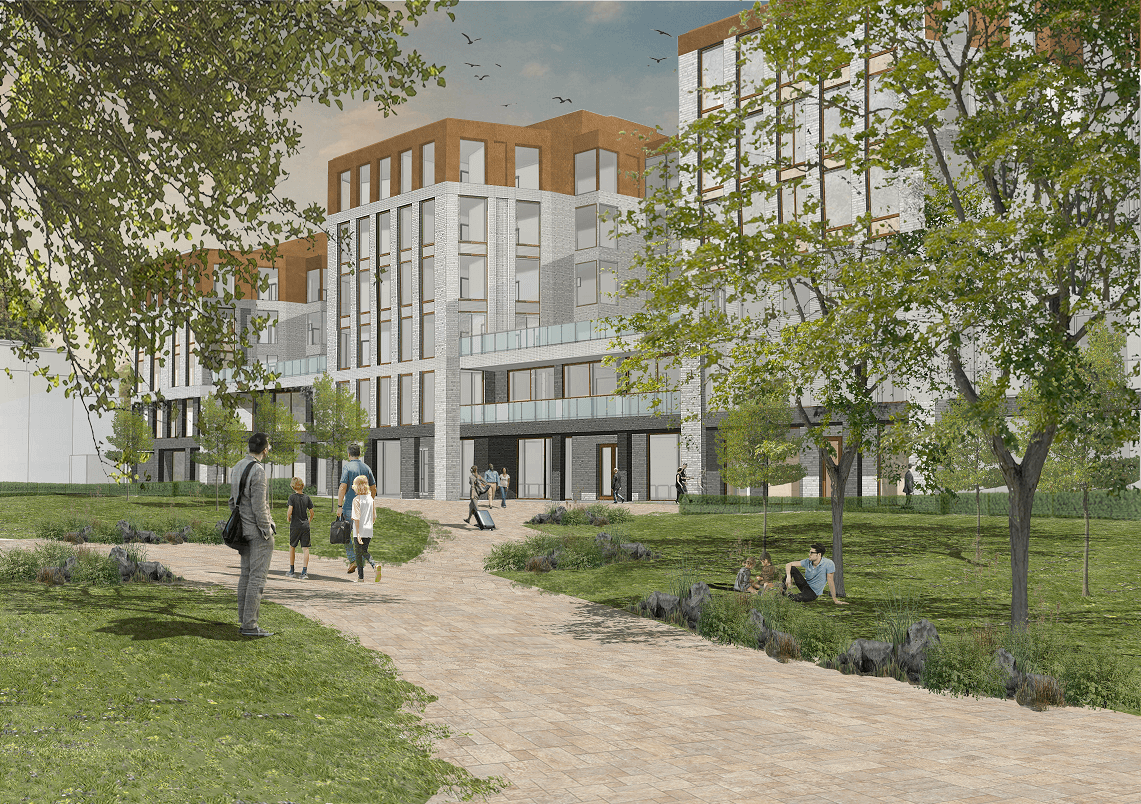 Depiction of hotel and apart-hotel to the north of Cambridge