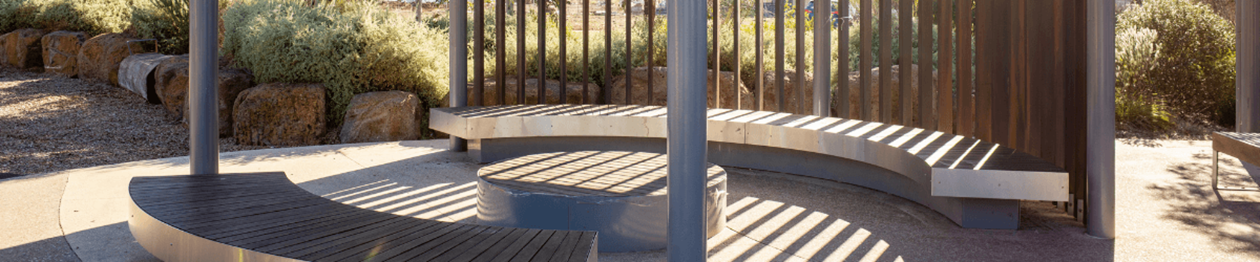 Outdoor shaded seating area