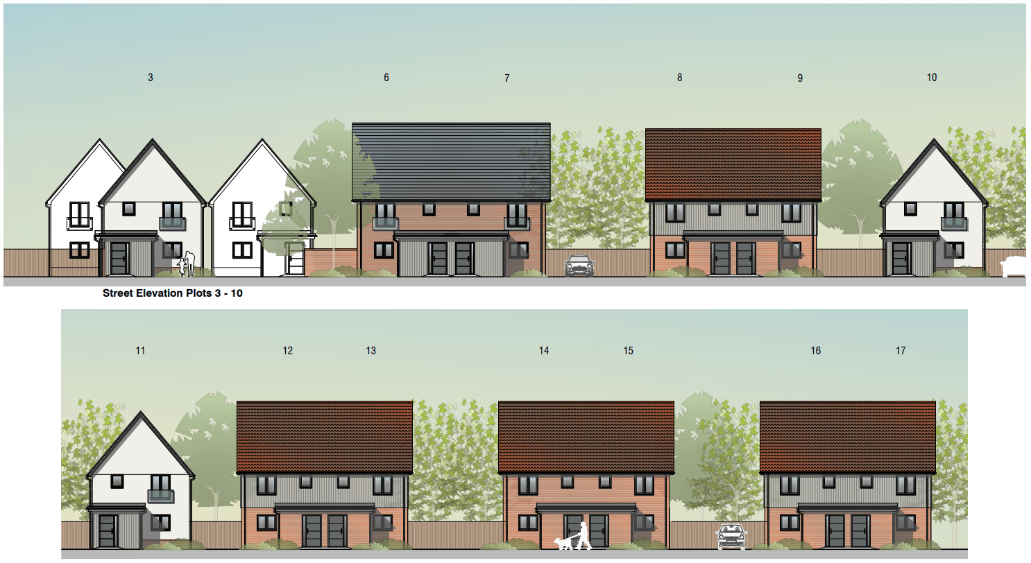 Architectural rendering of future residential buildings at Land at Norwood Road, March.