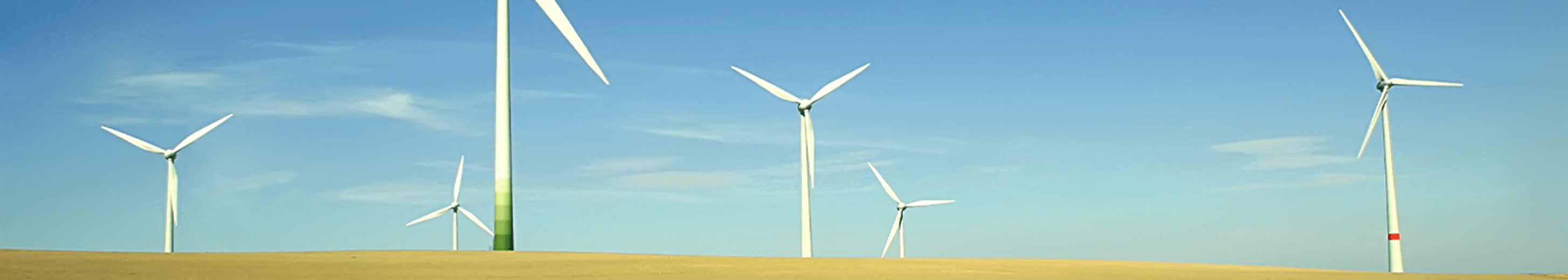 A row of wind turbines