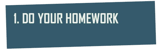 'DO YOUR HOMEWORK' quote heading